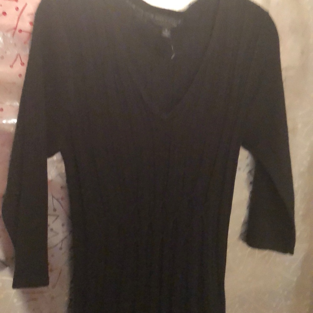 Connected Apparel mid length black sweater dress